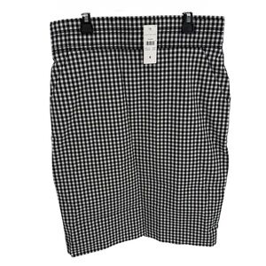 Ann Taylor Gingham Check Pencil Skirt 6 Black White  Career Preppy Pockets